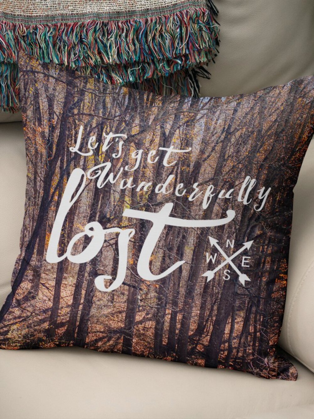 Throw Pillow Covers - Nature Lover "Let's get lost" 16x16